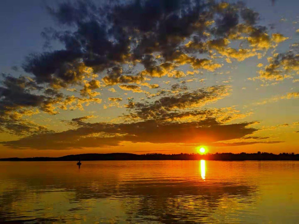 Sunset on Chemong Lake located in the Kawartha lakes water system and the Trent-Severn Waterway in Ontario Canada