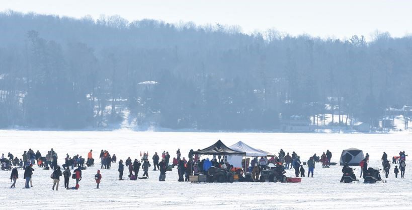 Ice Fishing on Chemong Lake located in the Kawartha lakes water system and the Trent-Severn Waterway in Ontario Canada.jpg