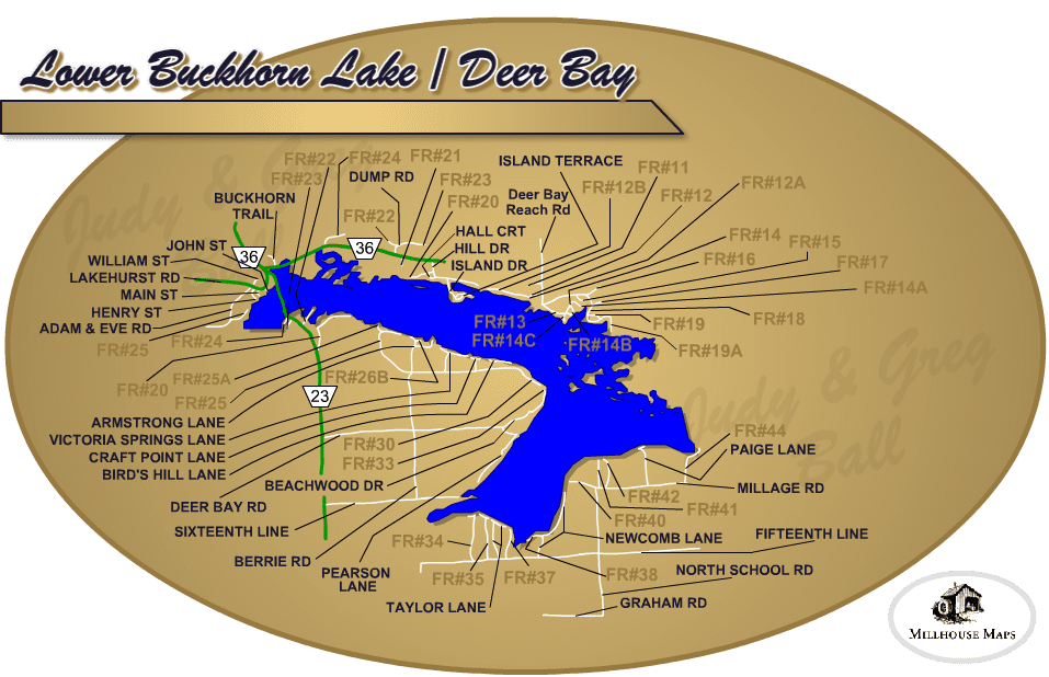 Lower Buckhorn Lake / Deer Bay Map of Lower Buckhorn Lake / Deer Bay<br />